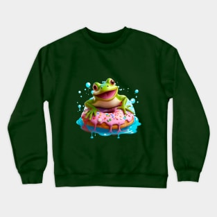 Happy frog with donut's Crewneck Sweatshirt